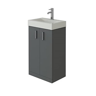 VeeBath 450mm Cloakroom Unit and basin - Anthracite Gloss