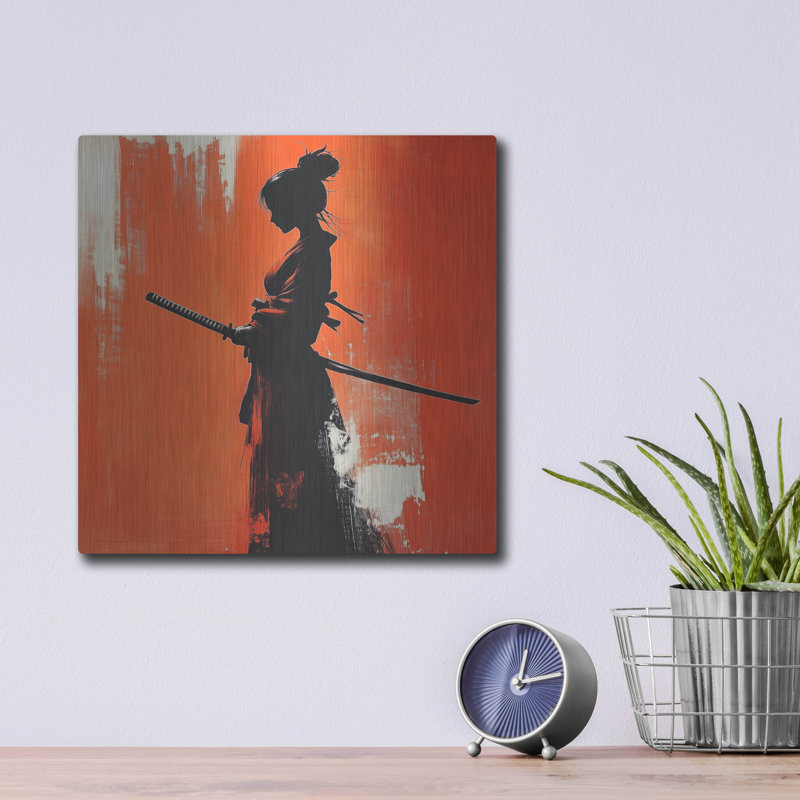 «Femelle Samurai» par Rich Monet, art mural en métal, H 12 po x l 12 po