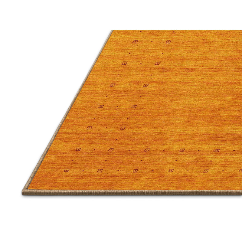 Tapis orange à motif abstrait, Rectangle 5 pi x 7 pi