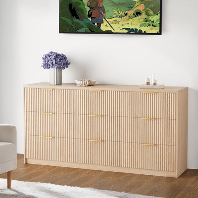 Commode cannelée 8/9 tiroirs avec poignée en métal, commode moderne pour chambre à coucher et salon