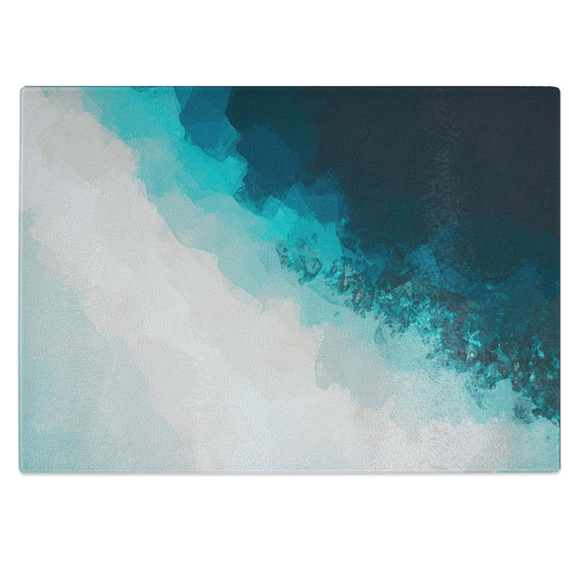 Tempered Glass Cocoa Island Beach Chopping Board, 28.5 cm W x 20 cm L