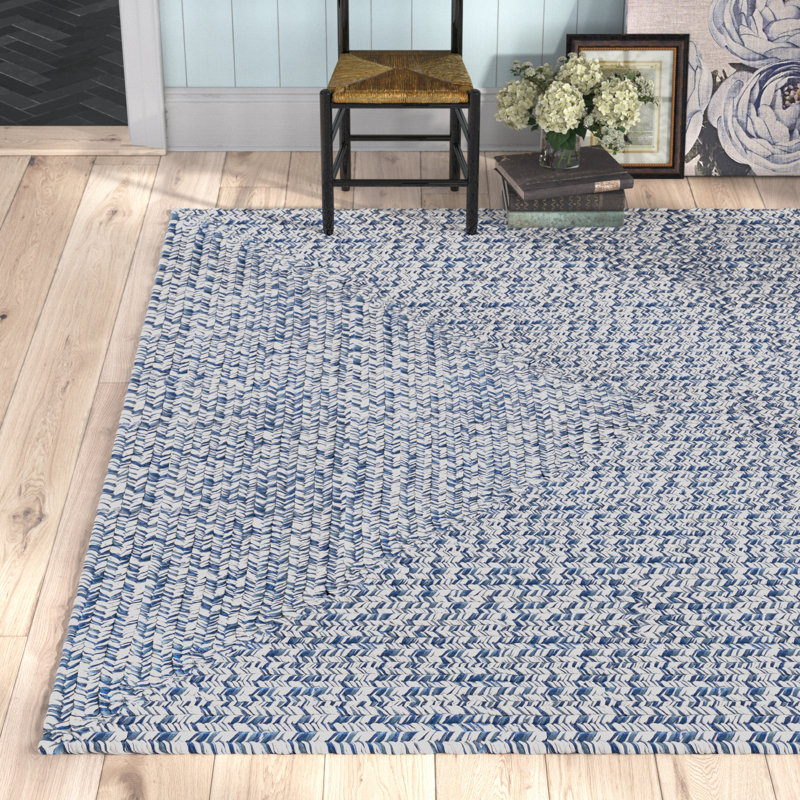 Trombetta Stain Resistant Indoor / Outdoor Area Rug, Rectangle 10' x 14', Dark Blue/Ivory