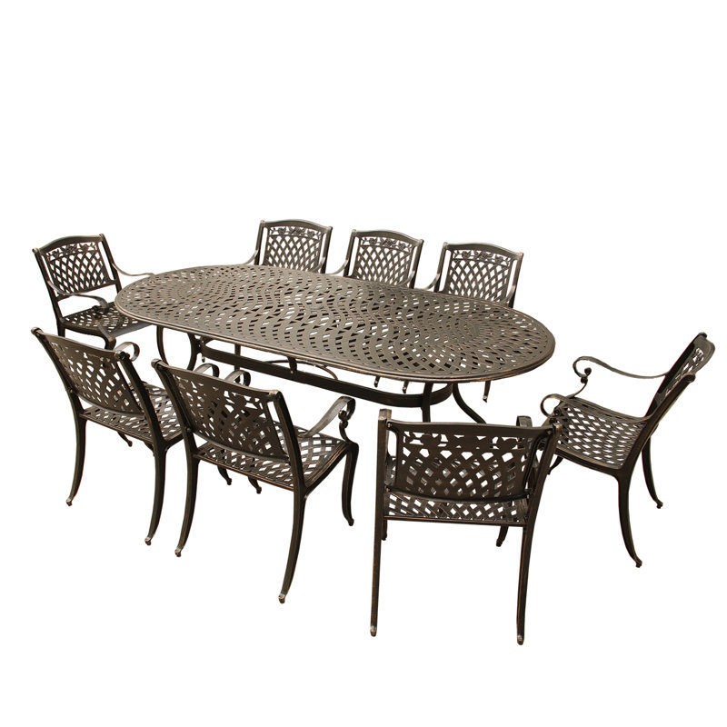 Slyvia 8 - Person Patio Dining Set with Oval Table, Bronze