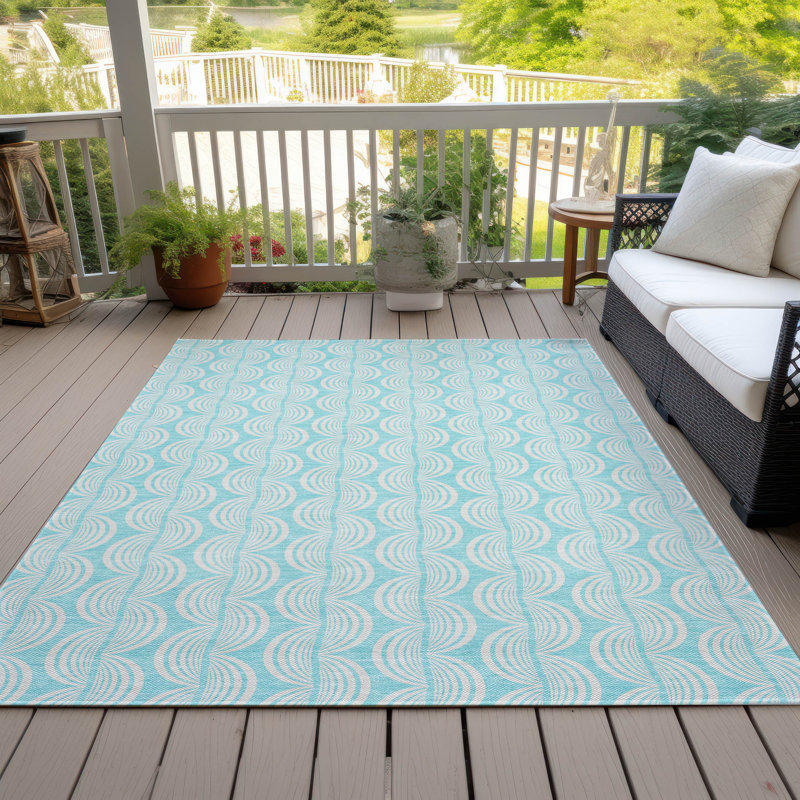 Machine Washable Indoor/Outdoor Chayden ACN1056 Mint Rug, Rectangle 3' x 5'