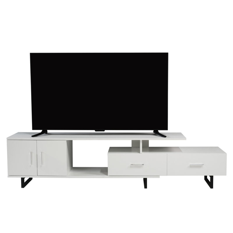 Thiels TV Stand for TVs up to 60" – Modern Living Room Entertainment Center with Storage, Shelves & Cable Management, White
