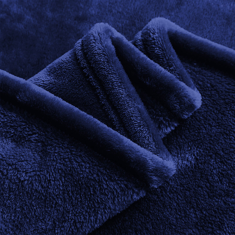 Faux Fur Reversible Fleece Throw Blanket – Soft & Cozy, Kingsize (5'), Navy