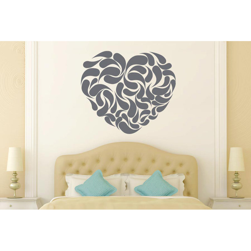 Heart Shape Abstract Wall Sticker, Grey