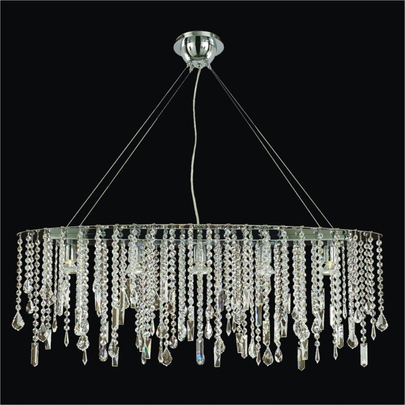 Luminaire suspendu linéaire à 5 lumières pour îlot de cuisine avec accents en cristal Wiggins, Cristal Signature