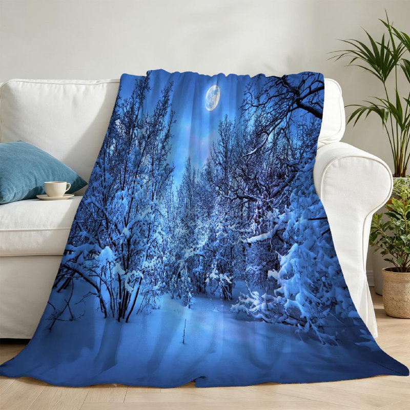 Jeté en flanelle transparente molletonnée, impression recto au clair de lune, Throw 50" x 60"