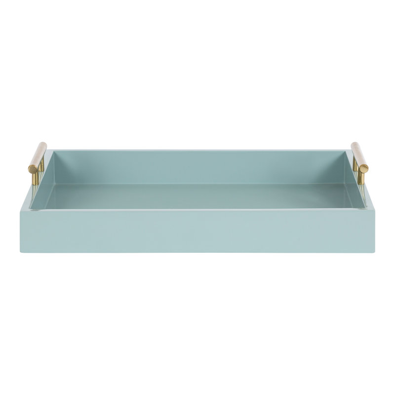 Norvan Manufactured Wood Decorative Tray , Dusty Blue/Gold
