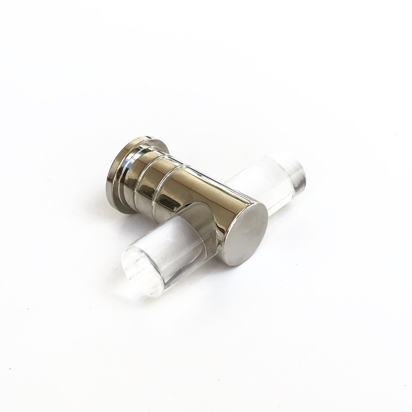 Luz Lucite T-Bar Knob, Polished Nickel