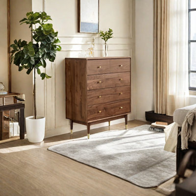 Bedroom Modern Black Walnut Entrance Cabinet Solid Wood Accent Chest