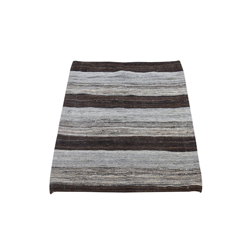 Tapis afghane tissé à la main à plat rayé brun 2 pi x 3 pi 1 po 49E20558F8DA43528101E3A8A4102BD8
