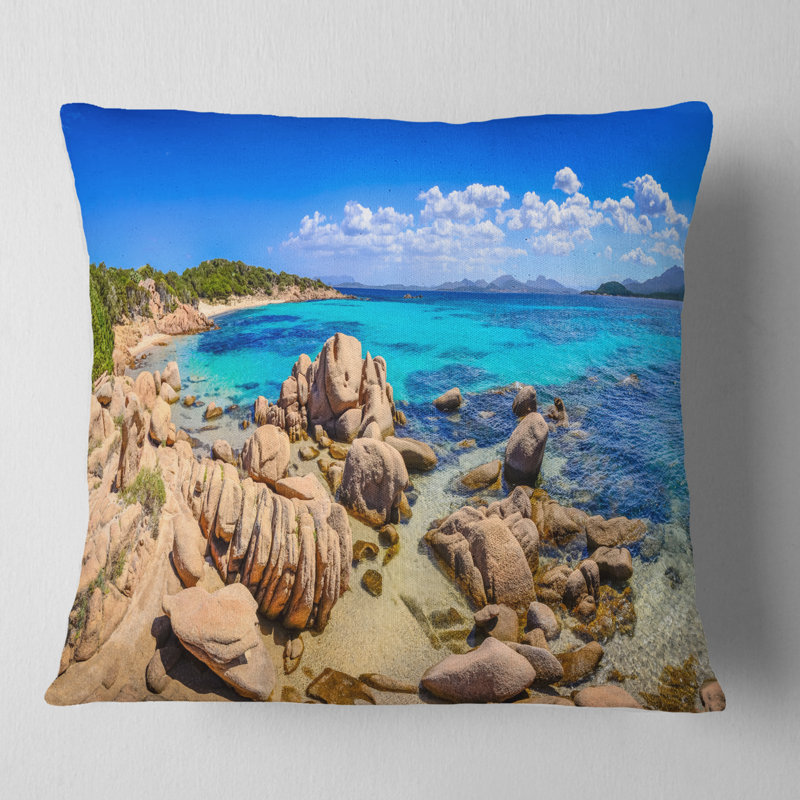 Coastline Panorama - Coussin imprimé plages, 16 po x 1 po, Coussin décoratif