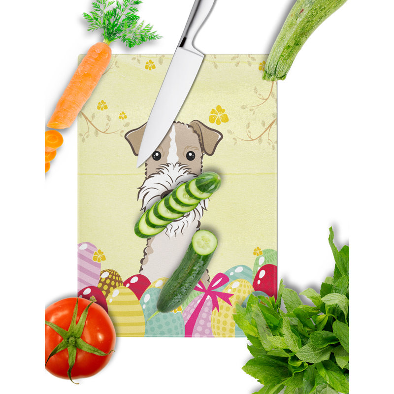 Planche à découper en verre trempé à caroline de pâques, Fox-terrier à poil dur