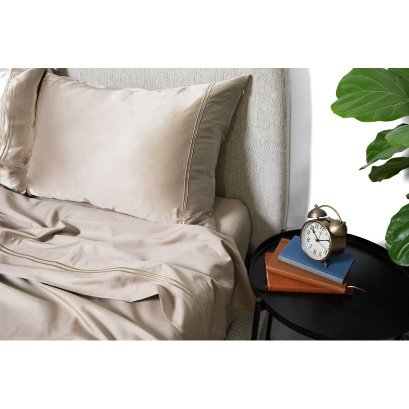 Silk Pillowcase Sheet Set, Cal.King Sheet Set with 2 Pillowcases, Champagne