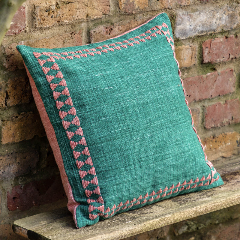 Kayla Embroidered Throw Cushion, Green