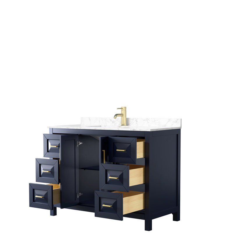 Daria Single Bathroom Vanity Set, Dark Blue, Brushed Gold, 48"
