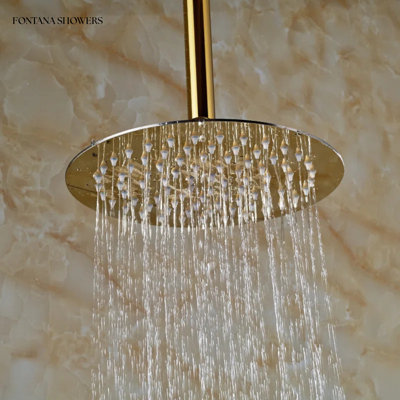 Pomme de douche à pluie ronde polie à finition or polie 10 plafonds