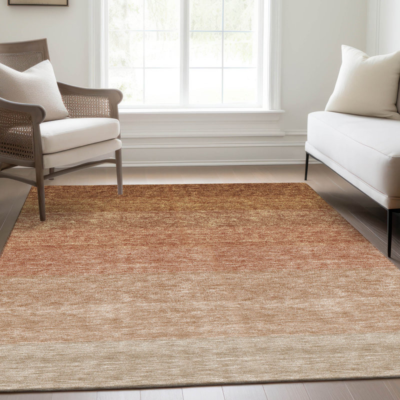 Premium Machine Washable Prisco Paprika Rug, Rectangle 2'6" x 3'10"