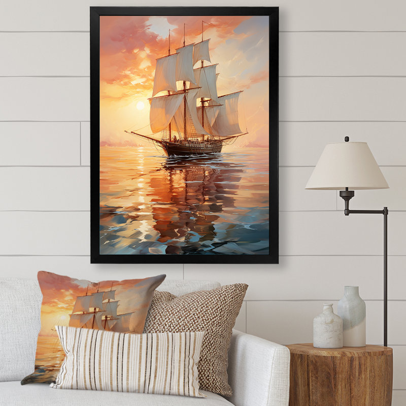 Voilier, eaux éthérées I sur toile, Cadre photo noir, L 12 po x H 20 po