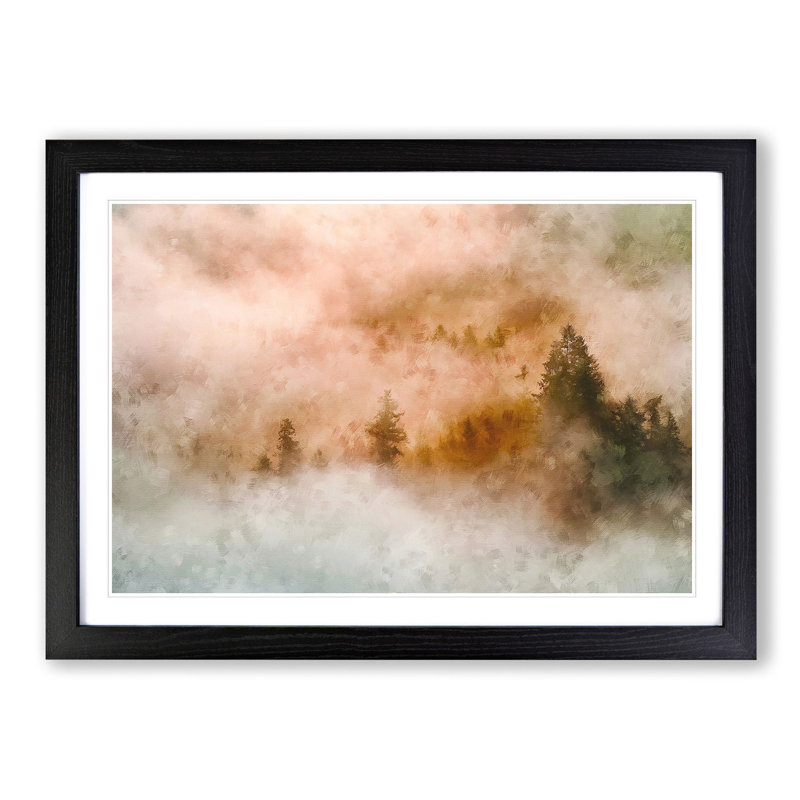 Misty Forest - Picture Frame Painting Print, Black Framed, 33cm H x 45cm W x 2cm D