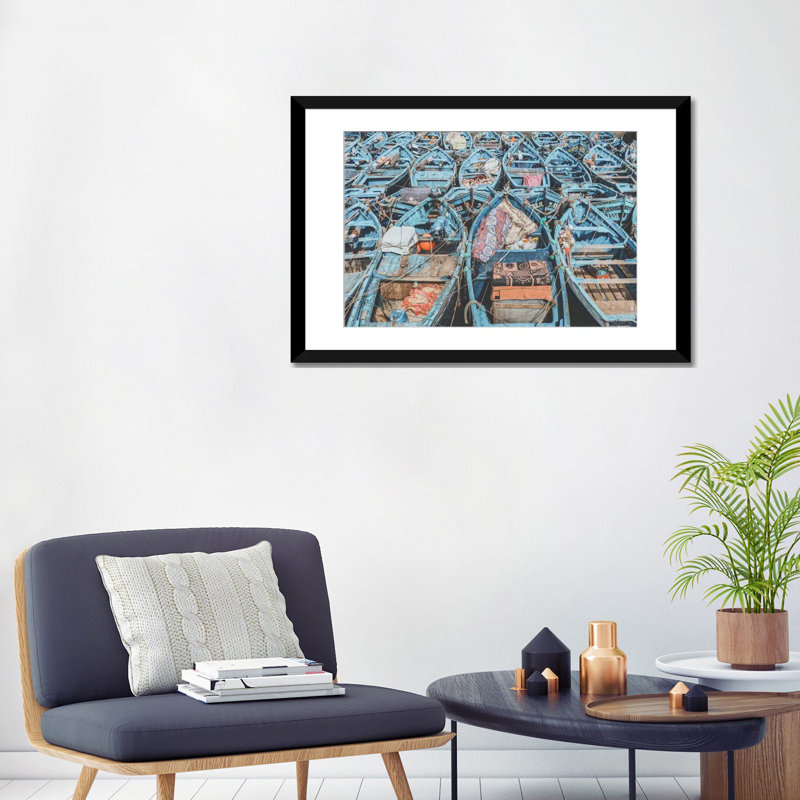 Essouira, Maroc par Luke Anthony Gram - reproduction de photo sur toile tendue, Papier d'art encadré noir, Blanc