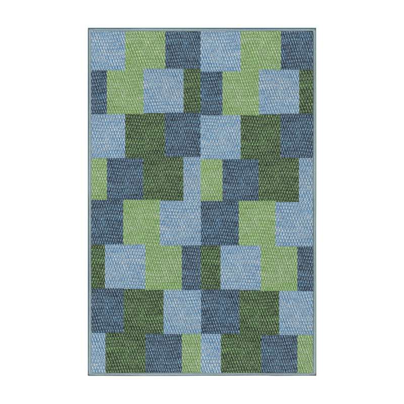 Tapis géométrique vert foncé, Rectangle 7 pi x 10 pi