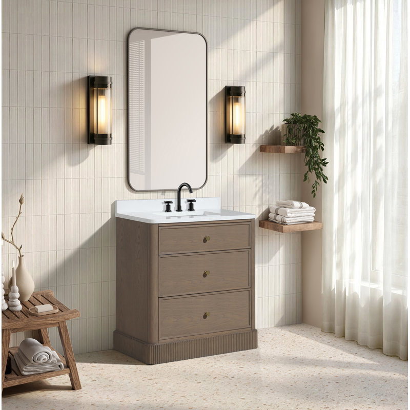 Meuble-lavabo en chêne fumé 30 po Jane