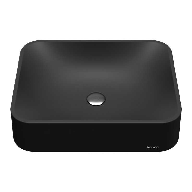 Karran Sea Crest 22 In. Quartz Rectangular Vessel Sink, Black
