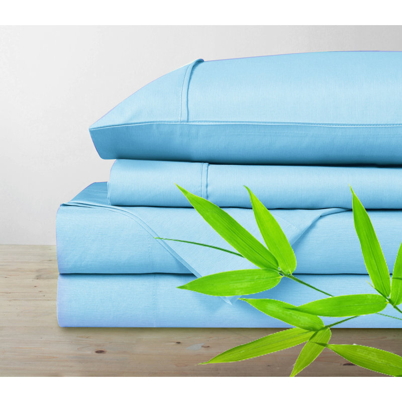 Ensemble de draps en bambou et rayonne avec taies d'oreiller, Ensemble de draps pour très grand lit + 5 pièces, Turquoise
