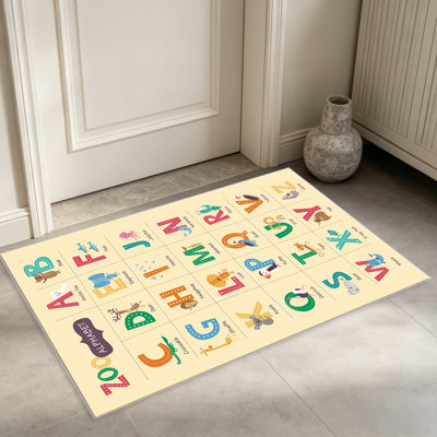 Tapis de jardin Zoo Alphabet pour le salon, doux et confortable, adapté à toutes les saisons, facile à entretenir, tapis d'intérieur lavable à la machine, sous la table de ferme convenant à la chambre à coucher, à la salle à manger, au bureau,