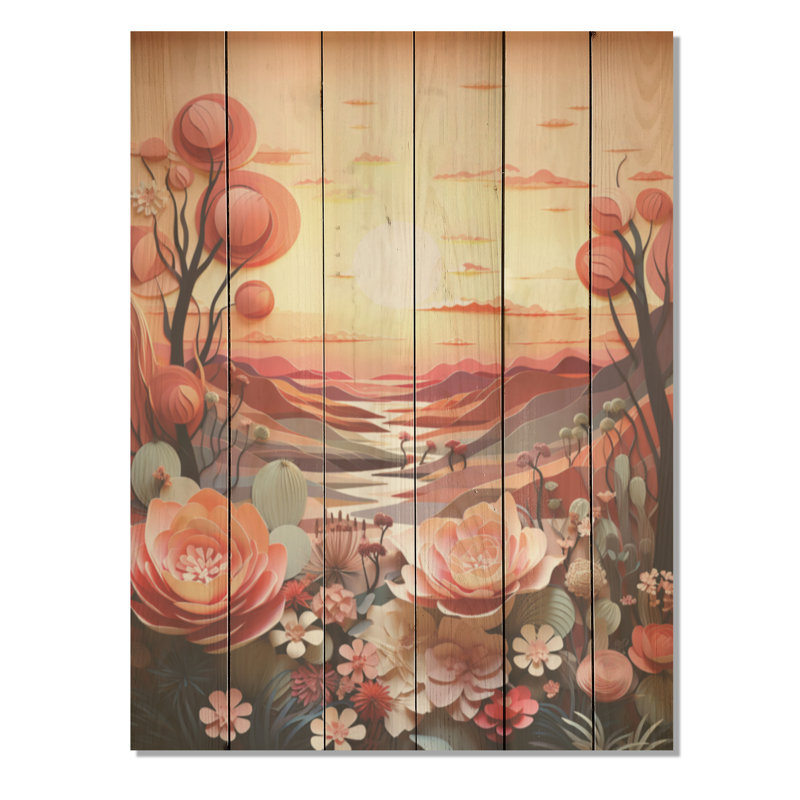 Cactus tangerine Twilight I - art mural en bois de cactus sur bois de pin naturel, H 20 po x l 10 po