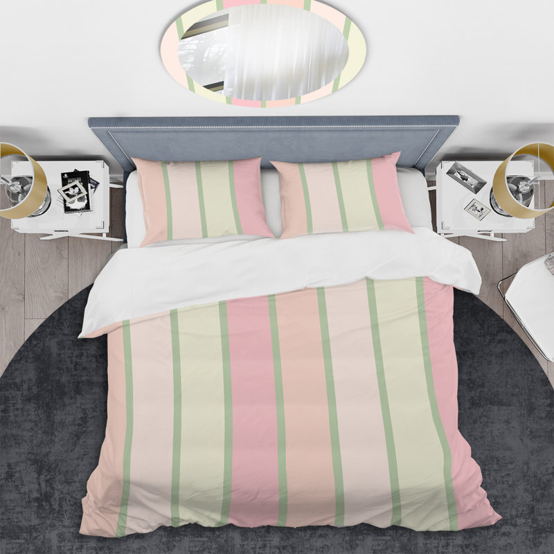 Multicolor Striped Pattern - Abstract Duvet Cover Set - Microfiber Polyester, King Duvet Cover + 2 King Shams