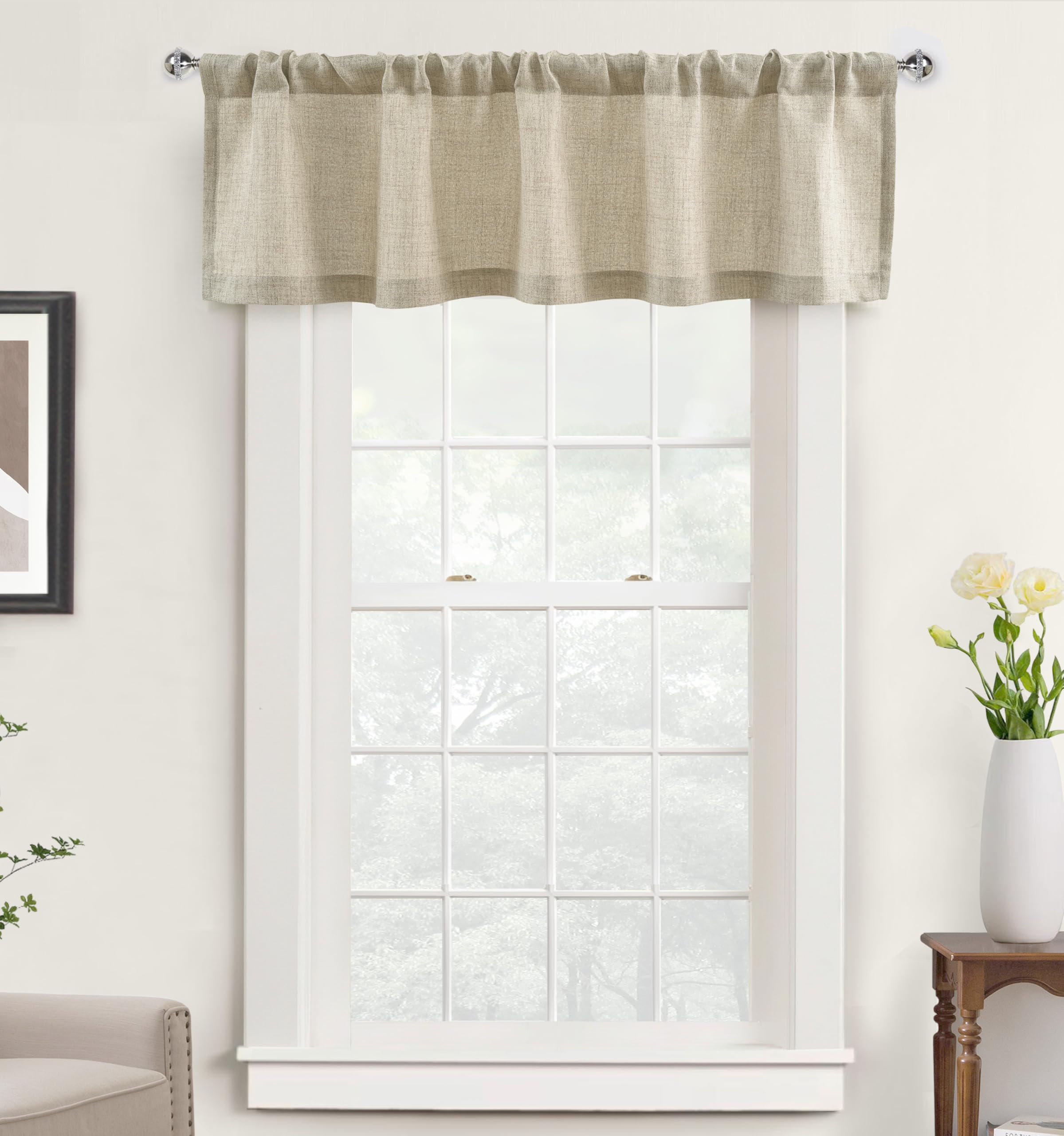 Ebern Designs Chesham Linen Textured Curtain Valances for Windows Light ...