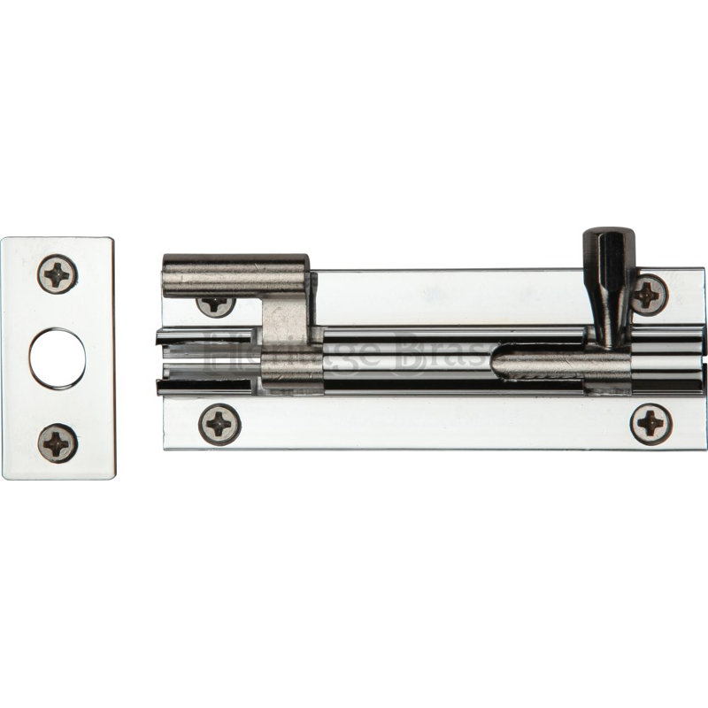 Heritage Brass Heritage Door Bolt Necked, Polished Chrome, 10.16 cm H x 3.18 cm W