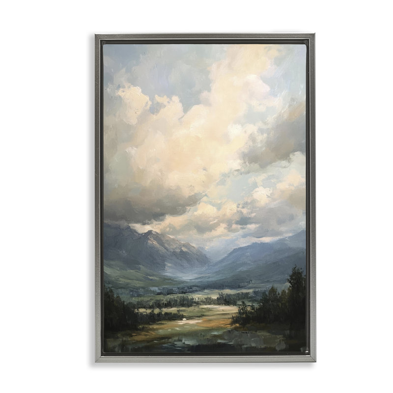 Cadre flottant divisé Ciel divin, par Petal Prints Design, H 25 po x l 17 po, Cadre flottant gris lustré