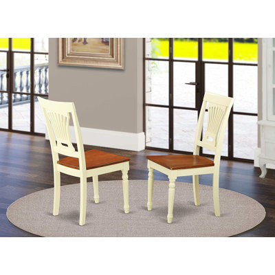 Chaises de salle à manger Plainville - Ensemble de 2 chaises de cuisine élégantes à dossier en bois, babeurre et cerise