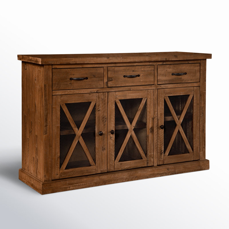 Buffet bas en bois massif Bianca, Brun moyen