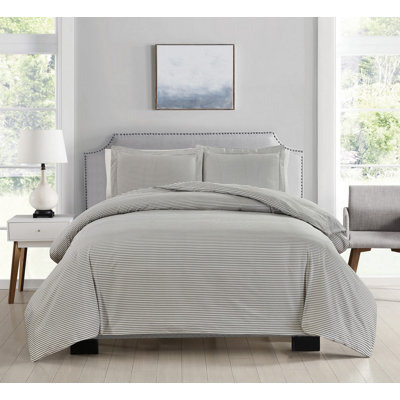 Ensemble d'édredon réversible en microfibre hypoallergénique gris Oxford_Bibb 3 pièces 