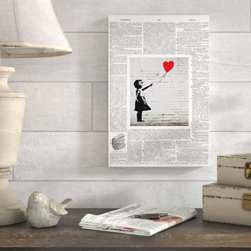 White Up-cycled Balloon Girl by Banksy - Wrapped Canvas Print, 46 cm H x 30 cm W x 3 cm D