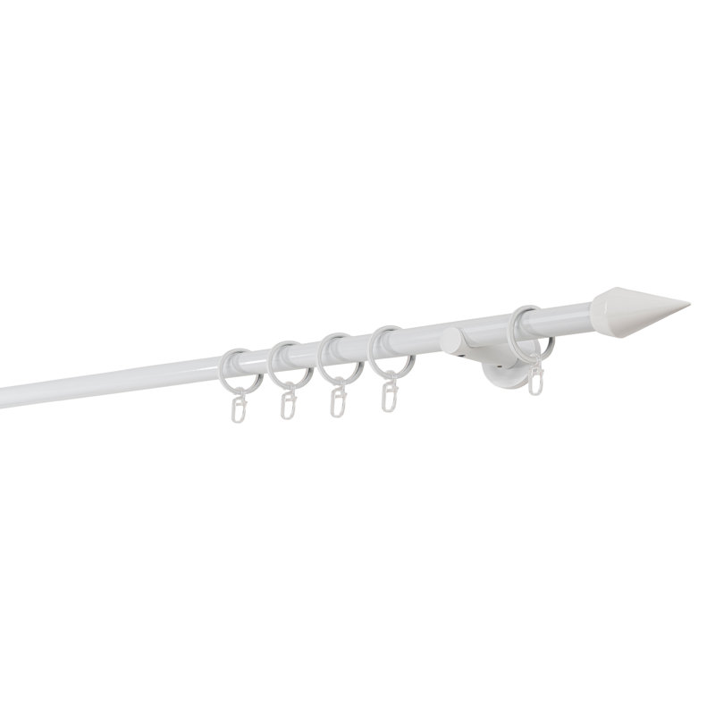 Single Curtain Pole, White, 2cm H x 370cm W x 6.5cm D