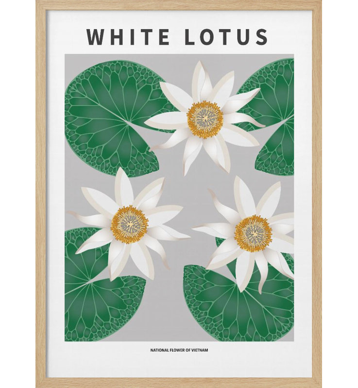 «White Lotus», art mural texturé encadré, Naturel, H 40 po x l 30 po