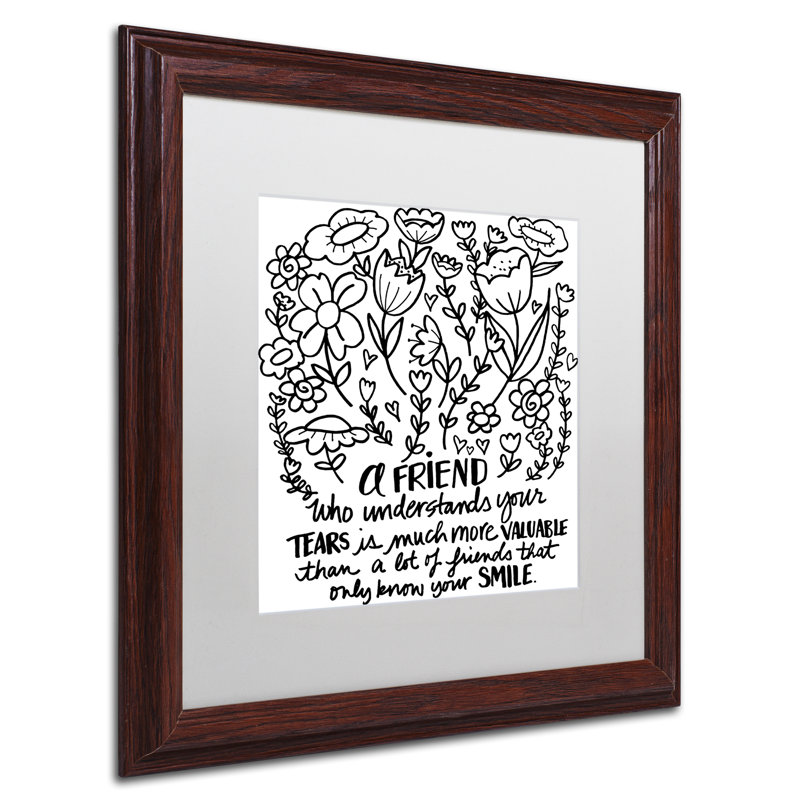 Arzel «A Friend», art textuel encadré, H 16 po x l 16 po x P 0,5 po, Blanc