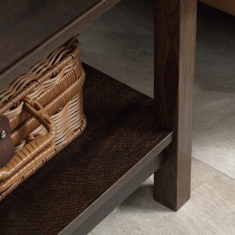 Table de bout avec tiroir, table d'appoint avec tablette supérieure et inférieure pour petits espaces, brun foncé