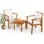Ensemble 3 pièces de chaises de bistro d'extérieur avec coussins résistants à l'eau et table basse pour jardin sur la plage, blanc