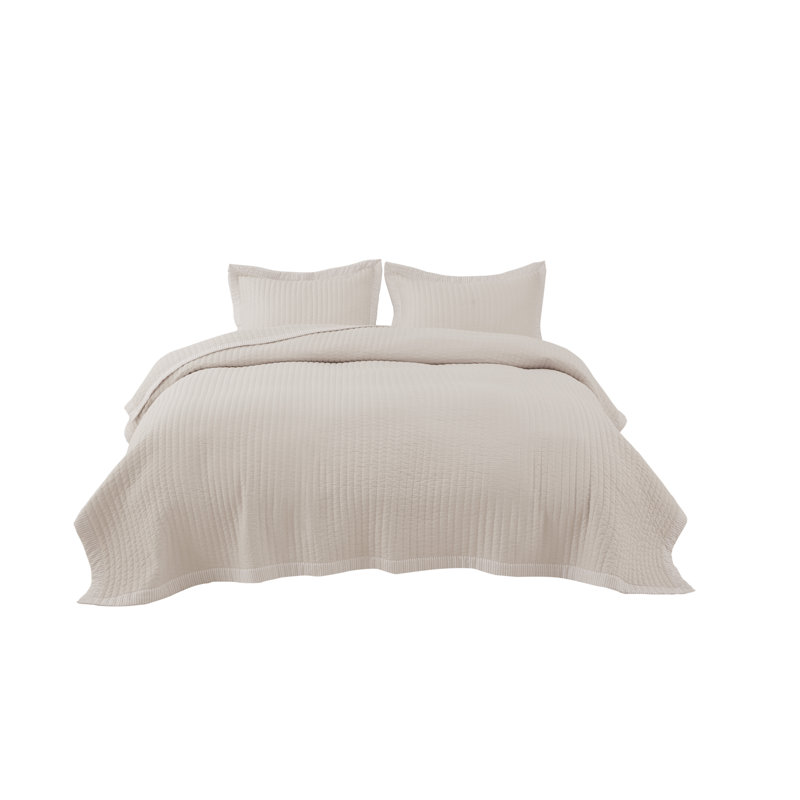 Bedspread Coverlet Lightweight Soft Quilt Bedding Set, Cal King + 2 King Pillow Sham, Linen Corduroy