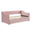 Lit de jour simple tapissier avec couchette escamotable, rose