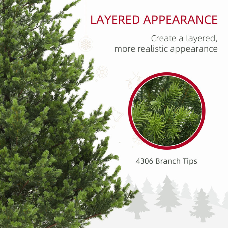 9Ft Artificial Christmas Tree, Sparse Realistic Cedar Tree With 4306 Tips, Easy Assembly, Hinged Xmas Tree For Home Office Holiday, Green