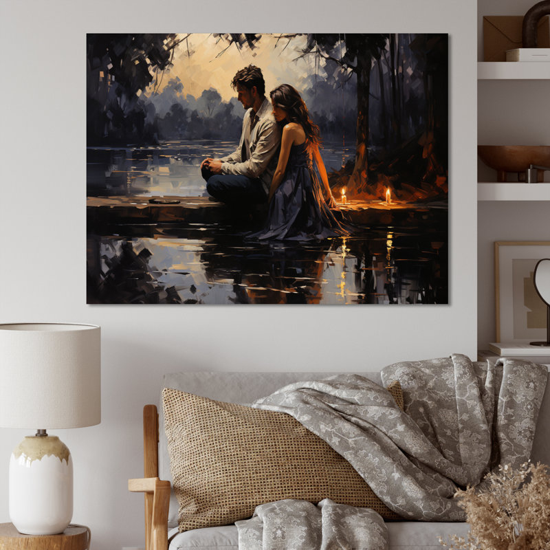 «Romantic Couple Landscape Glimpse I», reproduction d'art sur toile, H 30 po x l 40 po x P 1,5 po, Toile tendue